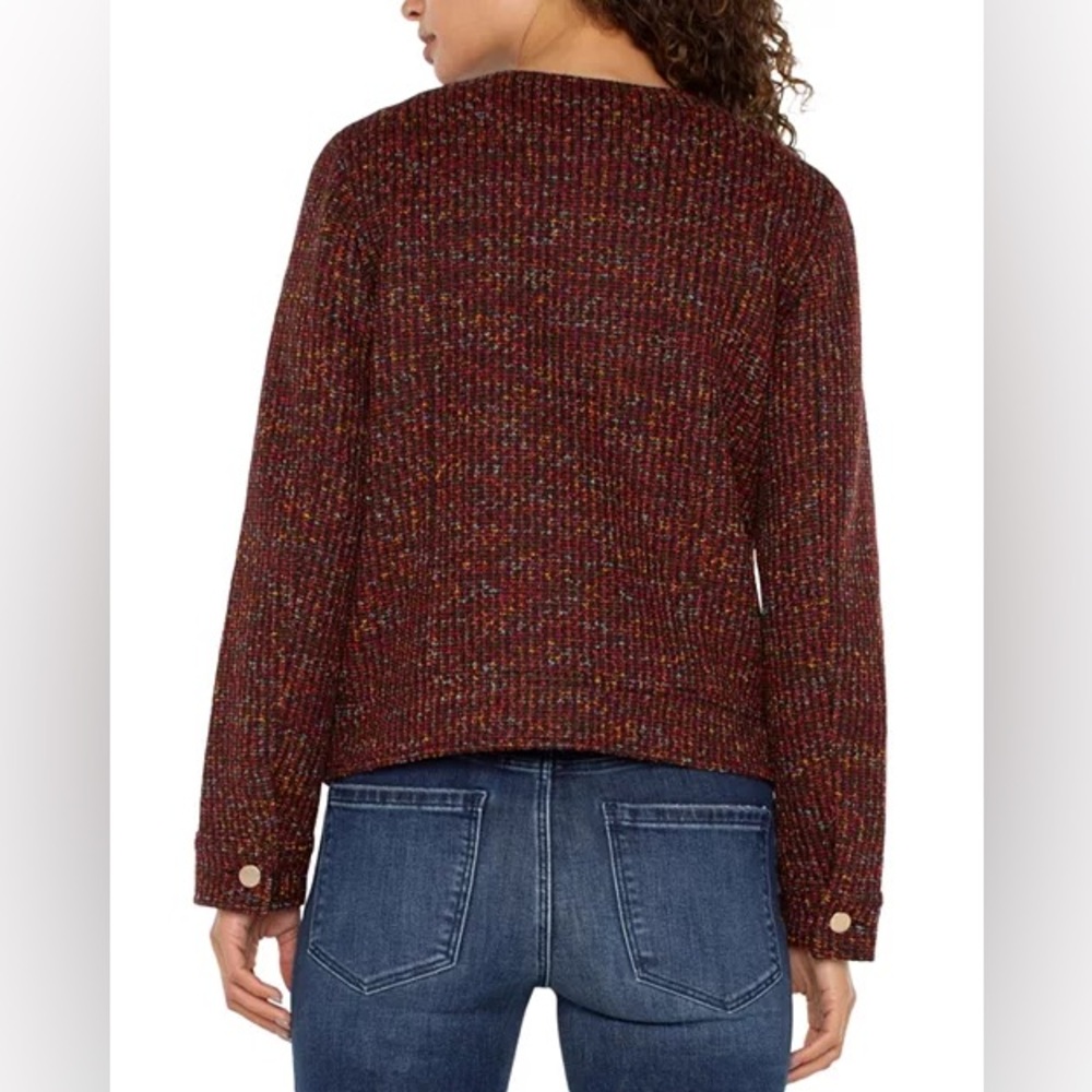 Liverpool Los Angeles Collarless Zip Up Tweed Jacket Office Casual Colorful Chic - Picture 3 of 16